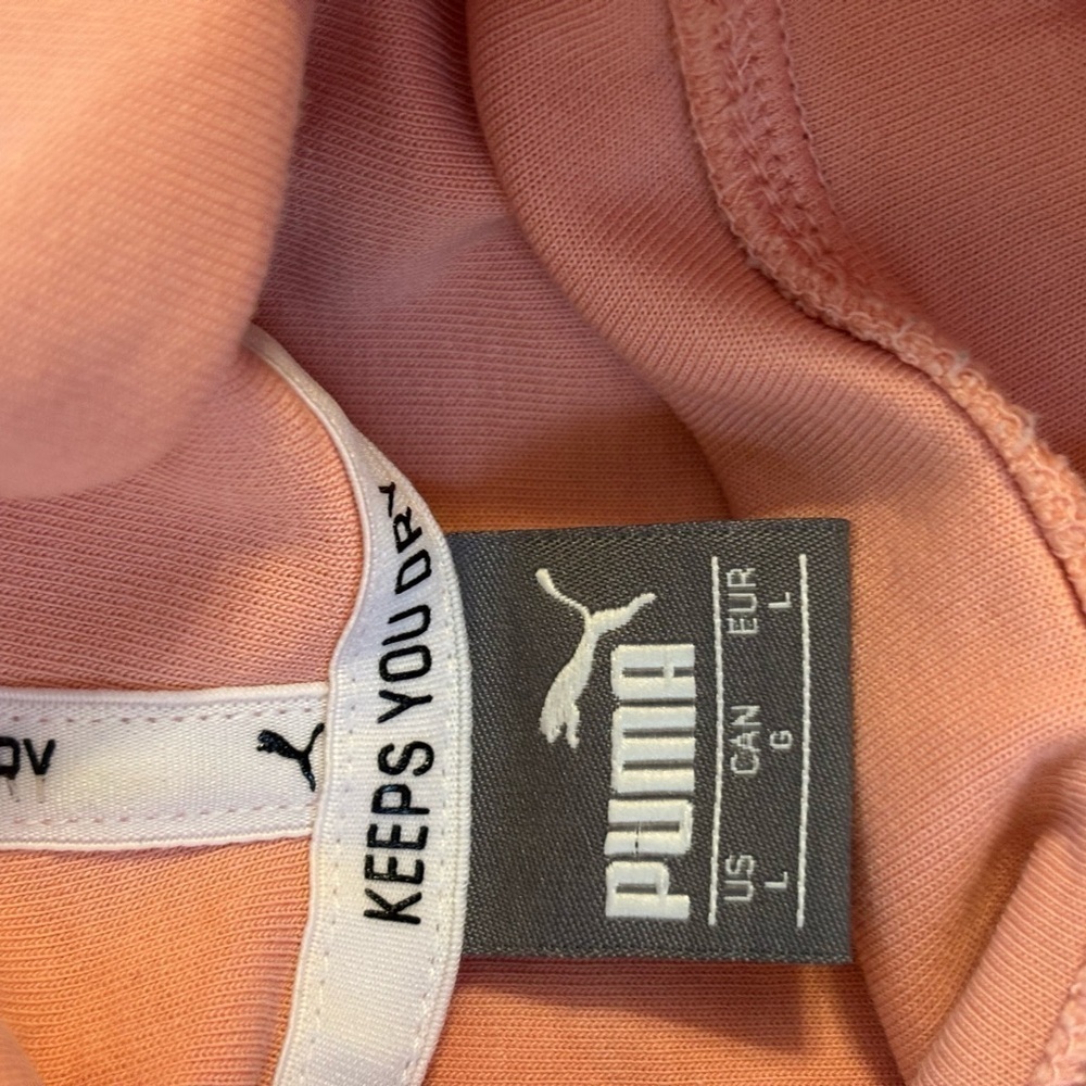 PUMA Hoodie Women’s Large Pink “Keeps You Dry” Moisture Wicking Pullover - Picture 2 of 7